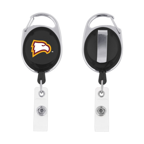  Black Oval Retractable Badge Holder w/Clip - Primary Mark
