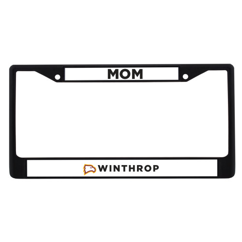  Mom Metal License Plate Frame in Black - Athletic Wordmark Horizontal