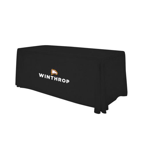  Black 6 foot Table Throw - Athletic Wordmark Stacked