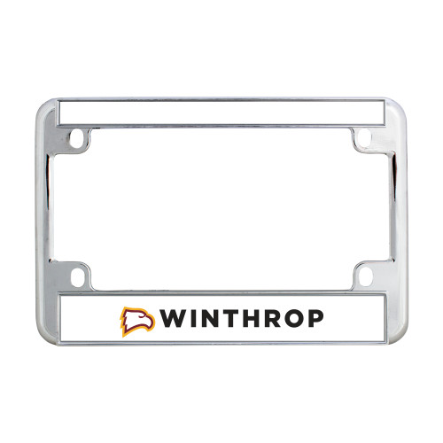  Metal Motorcycle License Plate Frame in Chrome - Athletic Wordmark Horizontal
