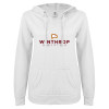 Thumbnail image for  ENZA Womens White V Notch Raw Edge Fleece Hoodie