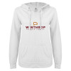 Thumbnail image for  ENZA Womens White V Notch Raw Edge Fleece Hoodie
