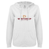 Thumbnail image for  ENZA Womens White V Notch Raw Edge Fleece Hoodie