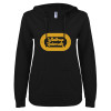 Thumbnail image for  ENZA Womens Black V Notch Raw Edge Fleece Hoodie