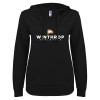 Thumbnail image for  ENZA Womens Black V Notch Raw Edge Fleece Hoodie