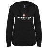 Thumbnail image for  ENZA Womens Black V Notch Raw Edge Fleece Hoodie