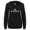Thumbnail image for  ENZA Womens Black V Notch Raw Edge Fleece Hoodie