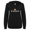 Thumbnail image for  ENZA Womens Black V Notch Raw Edge Fleece Hoodie