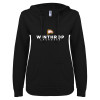 Thumbnail image for  ENZA Womens Black V Notch Raw Edge Fleece Hoodie