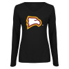 Thumbnail image for  Womens Black Long Sleeve V Neck Tee 
