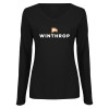 Thumbnail image for  Womens Black Long Sleeve V Neck Tee 