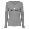 Thumbnail image for  Womens Grey Long Sleeve V Neck Tee 