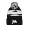 Thumbnail image for  Black/White Two Tone Knit Pom Beanie w/Cuff