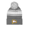 Thumbnail image for  Grey/White Two Tone Knit Pom Beanie w/Cuff
