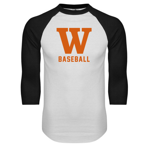  White/Black Raglan Baseball T Shirt - Baseball