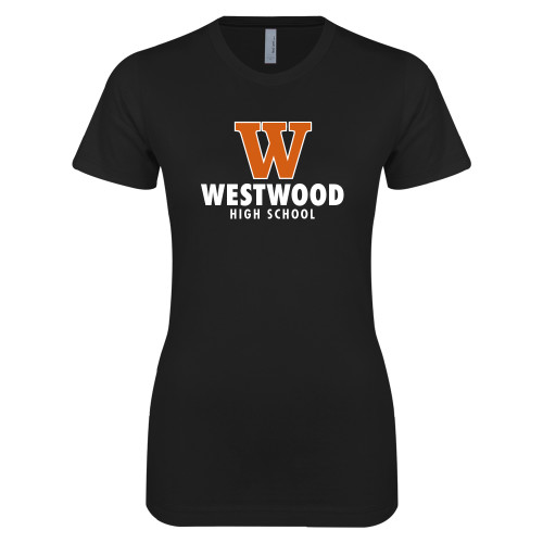 Next Level Womens Black Boyfriend Tee - W Westwood High School Stacked
