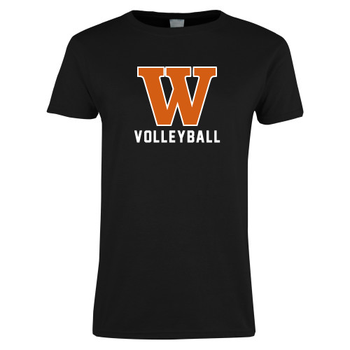  Womens Black Short Sleeve Tee - Volleyball