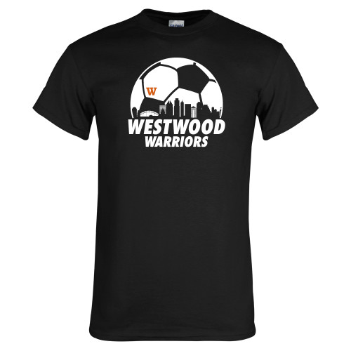 Black T Shirt - Skyline in Soccer Ball