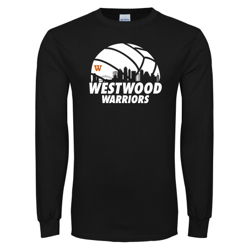  Black Long Sleeve T Shirt - Skyline in Volleyball