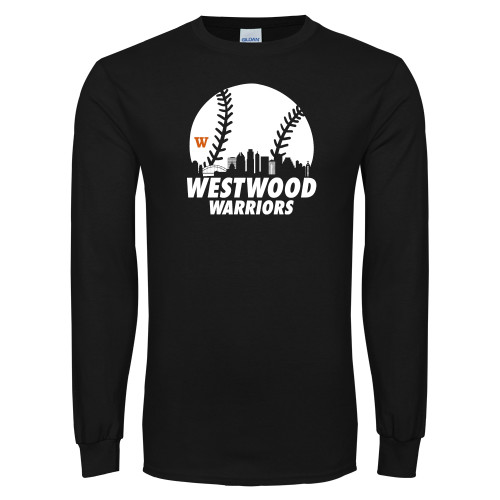  Black Long Sleeve T Shirt - Skyline in Baseball