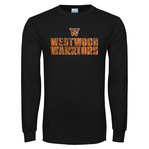  Black Long Sleeve T Shirt - Block Stacked