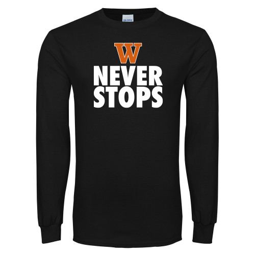  Black Long Sleeve T Shirt - W Never Stops