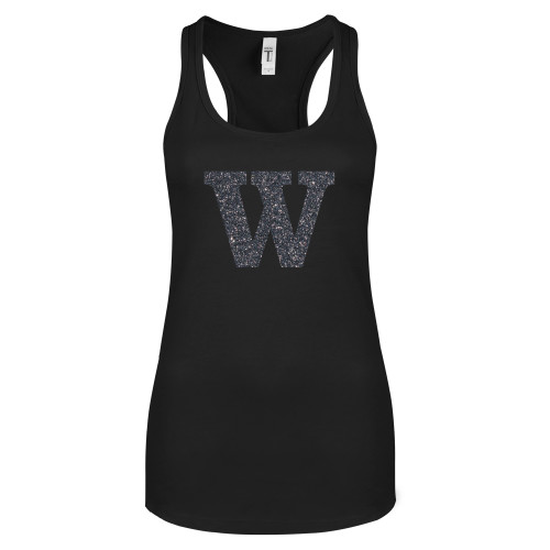  Next Level Womens Black Racerback Tank  - F Graphite Soft Glitter