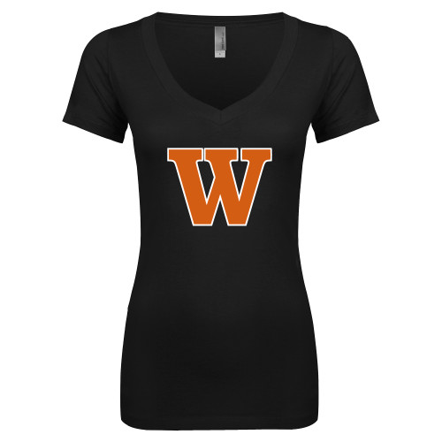  Next Level Womens Black Ideal V Tee - W