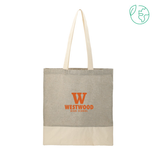  Split Recycled Grey Cotton Twill Convention Tote - W Westwood High School Stacked