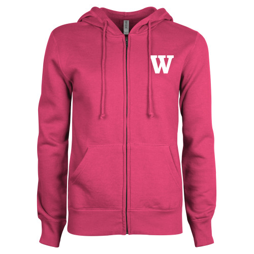  ENZA Womens Fuchsia Fleece Full Zip Hoodie - W