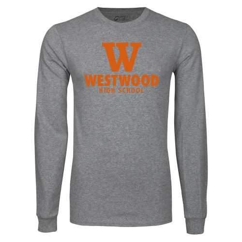  Grey Long Sleeve T Shirt - W Westwood High School Stacked
