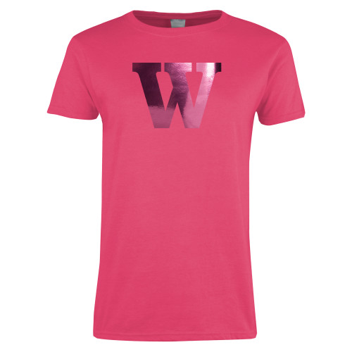  Womens Hot Pink Short Sleeve Tee - W Foil
