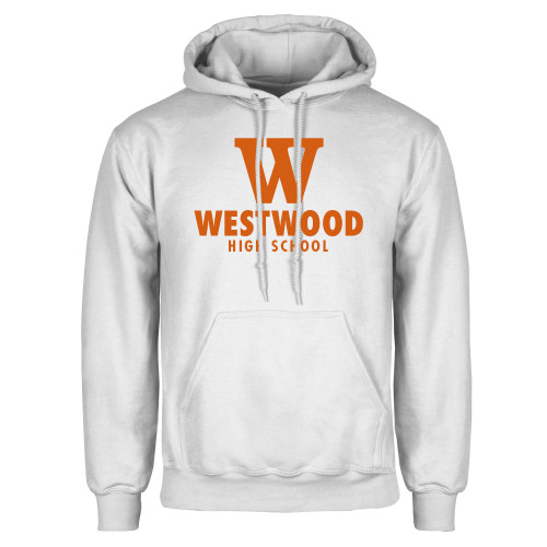  White Fleece Hoodie - W Westwood High School Stacked