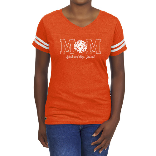  Fall Rush Ladies Orange 60/40 Football Tee - Flower Mom