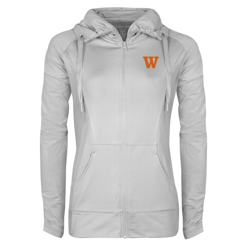  Womens White Sport Wick Stretch Full Zip Jacket - W