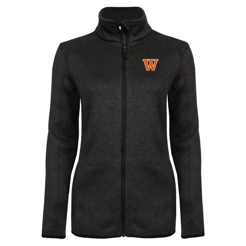  Womens Black Heather Fleece Jacket - W
