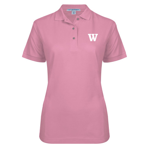  Womens Silk Touch Light Pink Pique Polo - W