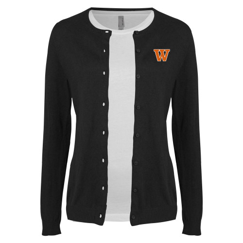  Womens Black Cardigan Sweater - W
