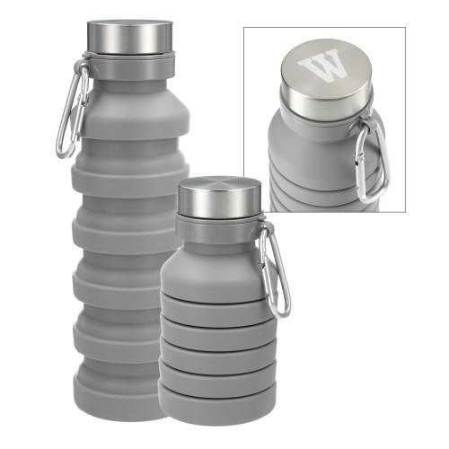  Zigoo Silicone Collapsible Grey Bottle 18oz - W Engraved