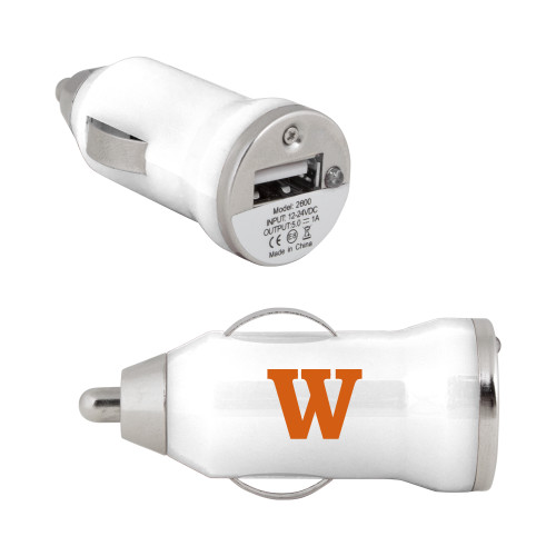  On the Go White Car Charger - W