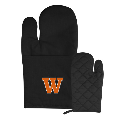  Quilted Canvas Black Oven Mitt - W