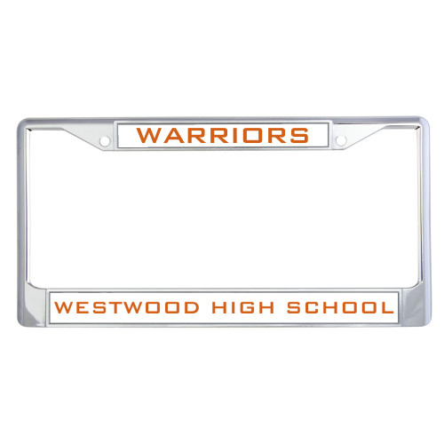  Metal License Plate Frame in Chrome - Warriors