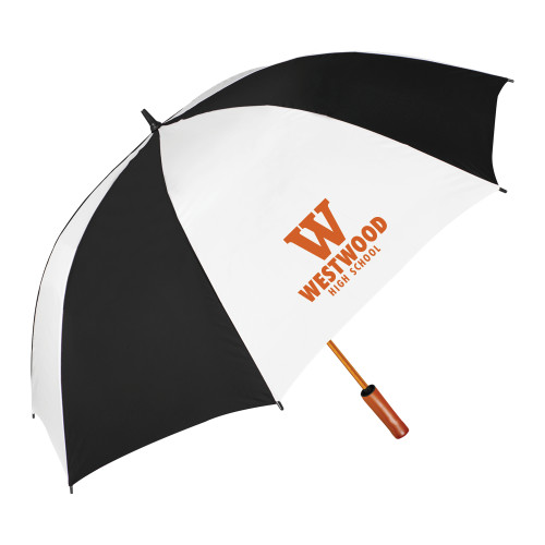 64 Inch Black/White Umbrella - W Westwood High School Stacked