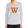 Thumbnail image for  Womens White Performance Long Sleeve V Neck Shirt