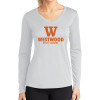 Thumbnail image for  Womens White Performance Long Sleeve V Neck Shirt