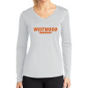 Thumbnail image for  Womens White Performance Long Sleeve V Neck Shirt