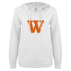 Thumbnail image for  ENZA Womens White V Notch Raw Edge Fleece Hoodie