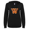 Thumbnail image for  ENZA Womens Black V Notch Raw Edge Fleece Hoodie