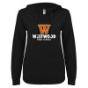 Thumbnail image for  ENZA Womens Black V Notch Raw Edge Fleece Hoodie