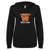 Thumbnail image for  ENZA Womens Black V Notch Raw Edge Fleece Hoodie